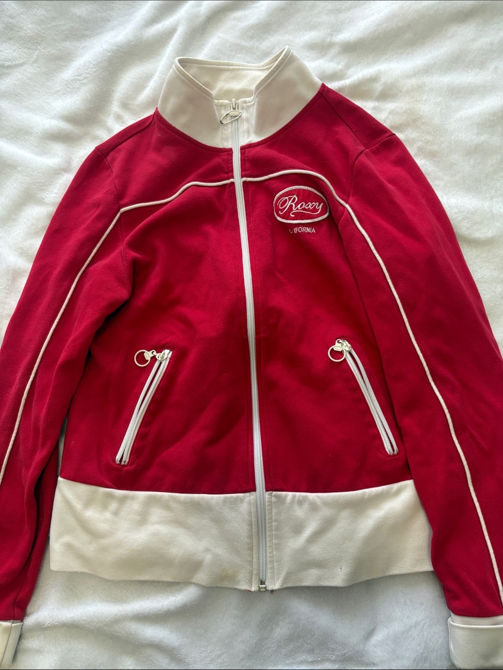 Roxy Red and White Bomber Jacket